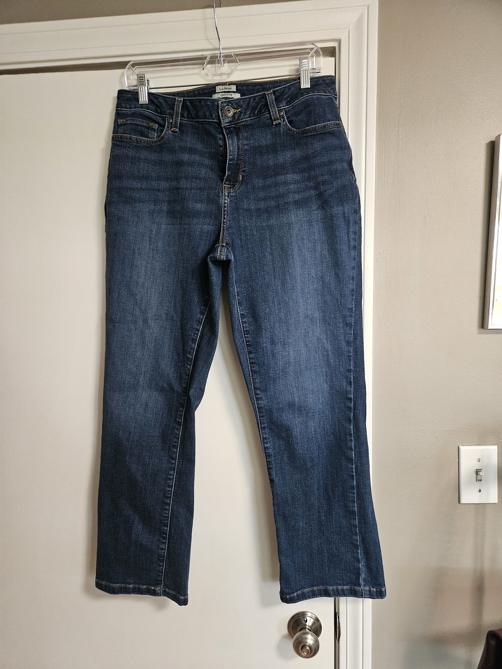 L.L. Bean Women's Straight-Leg Jeans in Dark Blue Denim